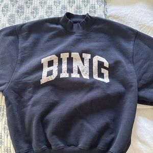 Anine Bing Navy Sweatshirt with White Logo